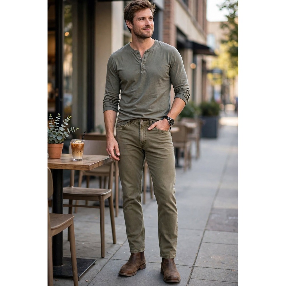 Levi's Mens W36 x L30 Straight Cut Jeans Olive Solid Casual Workwear